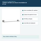 Contenido y características del toallero de barra en acero inoxidable de 61 cm