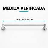 Medida verificada del toallero de barra Colomba TAUMM 030601602-T: largo total 61 cm