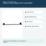 Medidas y datos verificados del toallero de barra negro de 61 cm para baño