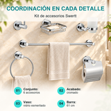 Kit de Accesorios de Baño Swertt 6 Piezas Cromado - caracteristicas