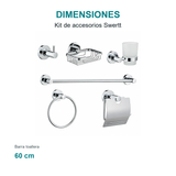 Kit de accesorios de baño Swertt: barra toallera de 60 cm