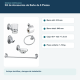Barra, empaque y peso del kit de seis accesorios