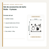 Cantidad, barra, empaque y peso del set de baño