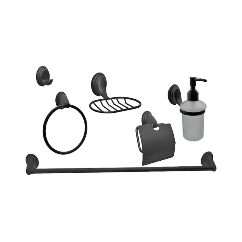 Juego Accesorios Baño 6 Piezas Negro Notte