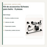Qué incluye el kit negro de seis accesorios para baño