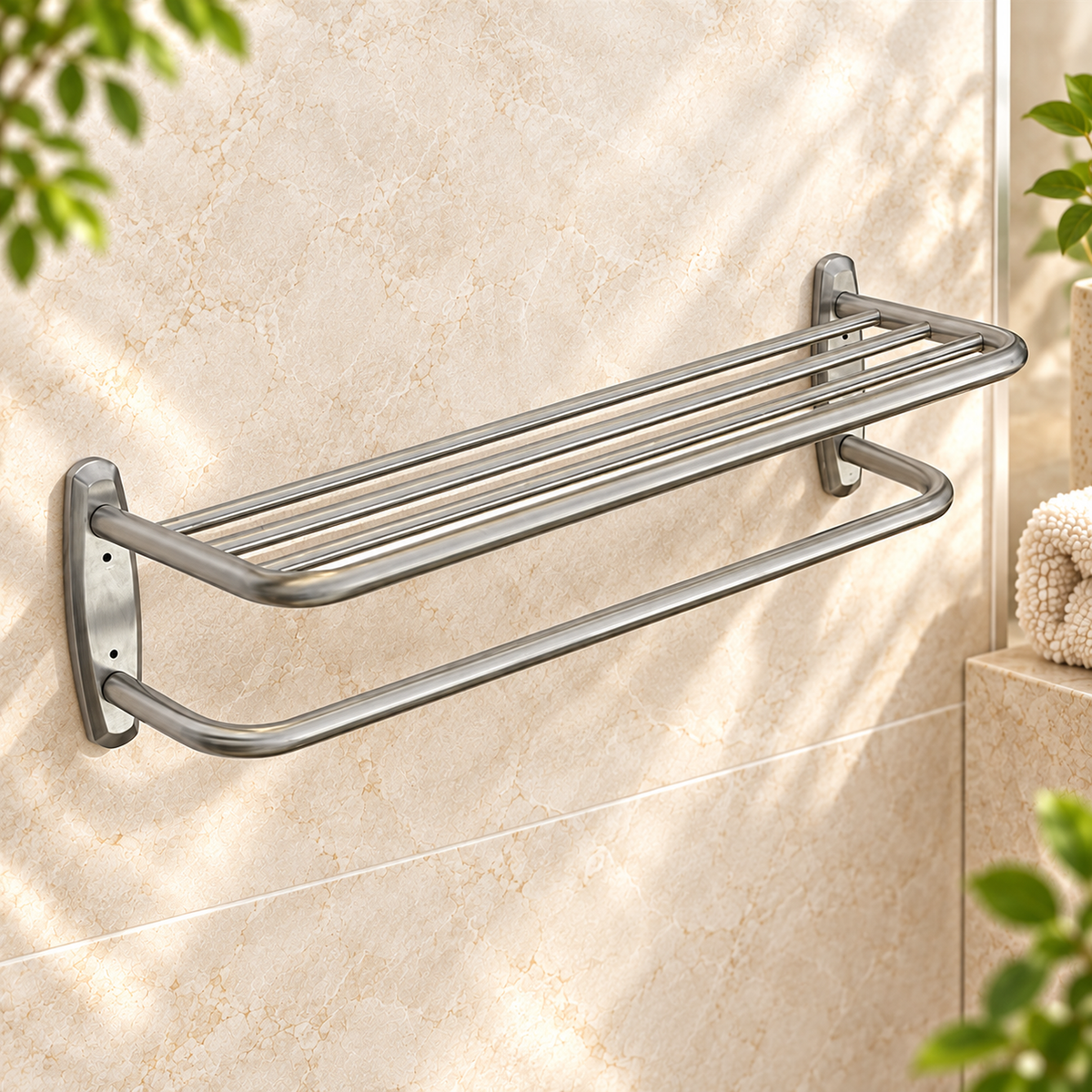 Repisa Portatoallas de Muro 60 cm Cromada - ambientacion