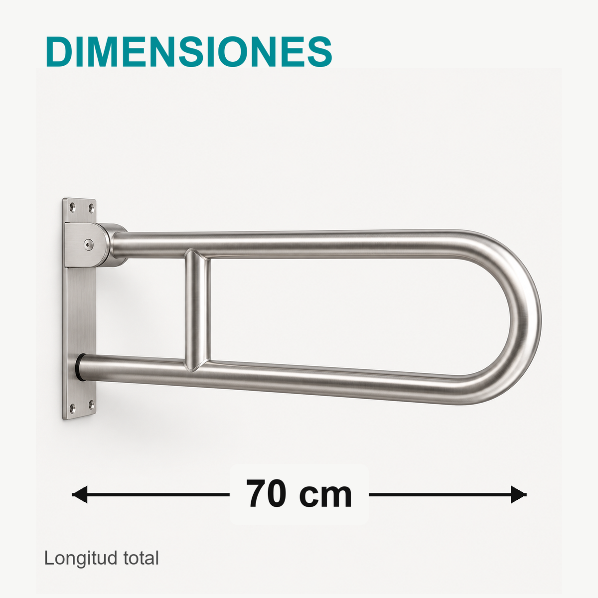 Dimensión de 70 cm de la barra de seguridad abatible