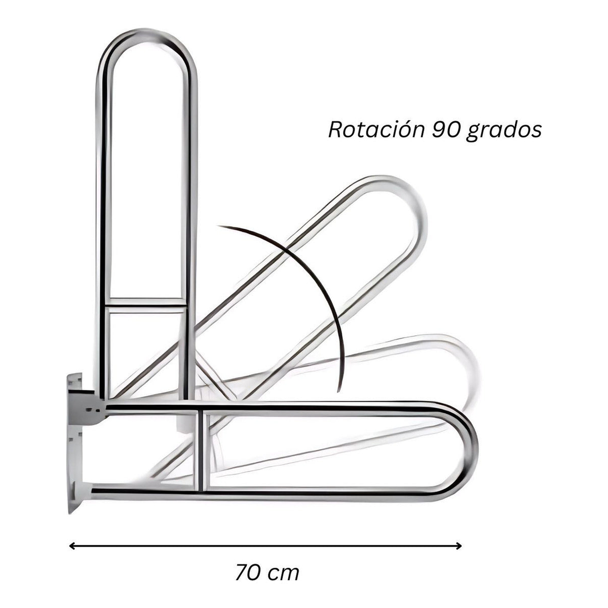 Movimiento abatible de 90 grados y longitud de 70 cm