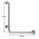 Barra de seguridad 90 grados: tramo vertical 70 cm y horizontal 60 cm