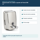 Contenido y características del dispensador de jabón líquido de pared de 500 ml