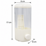 Dispensador de jabón blanco: alto 17 cm, ancho y fondo 8 cm