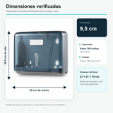 Medidas reales del dispensador de toallas y dimensiones del empaque