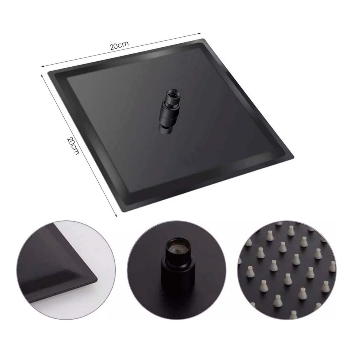 Kit Ducha 20cm +tubo + Mezclador Ducha + Manijas Cruz Negro