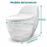 Sanitario 3D Blanco con medidas: ancho 47 cm, alto 62,5 cm y profundidad 67 cm