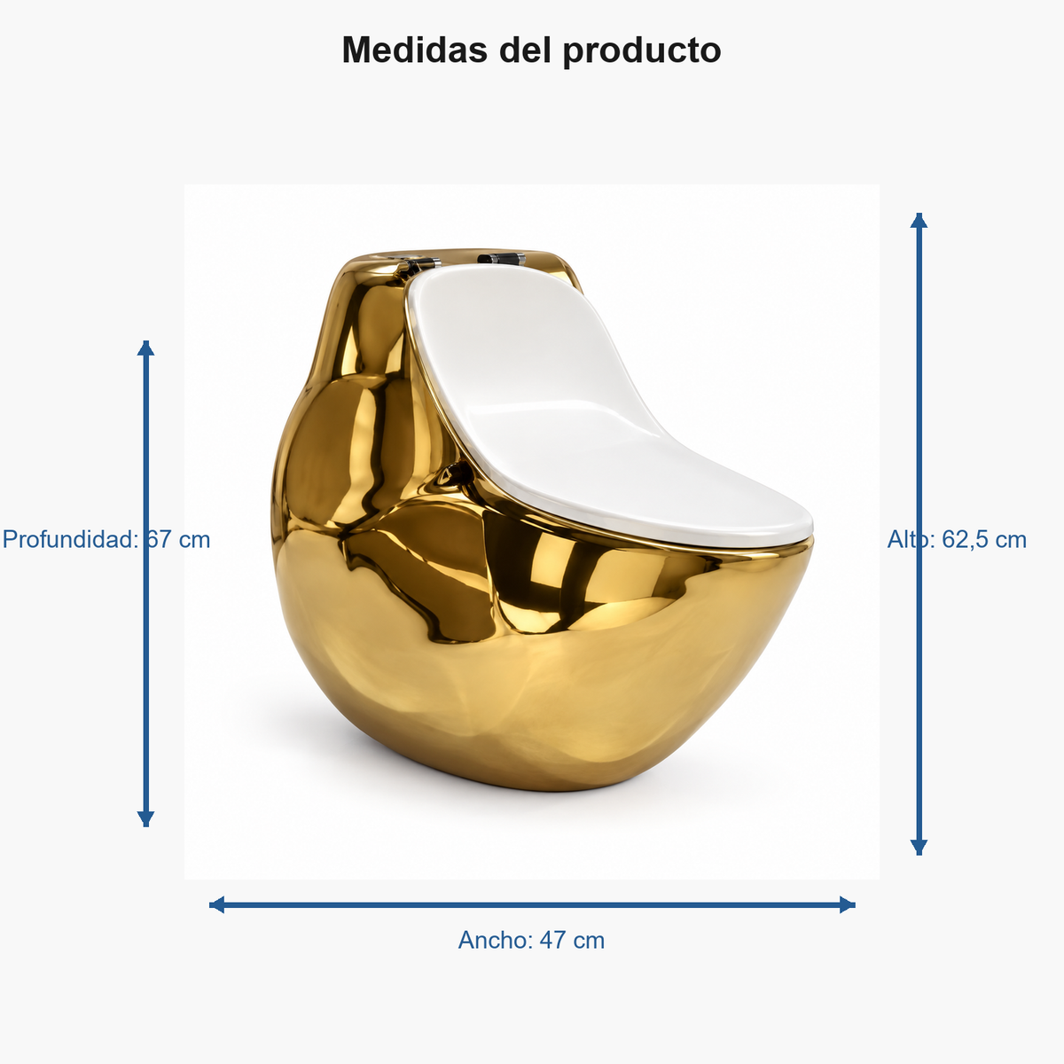 Medidas del Sanitario 3D Oro 1010G: ancho 47 cm, alto 62,5 cm, profundidad 67 cm