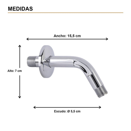 Tubo Curvo con Escudo para Regadera en ABS Cromado