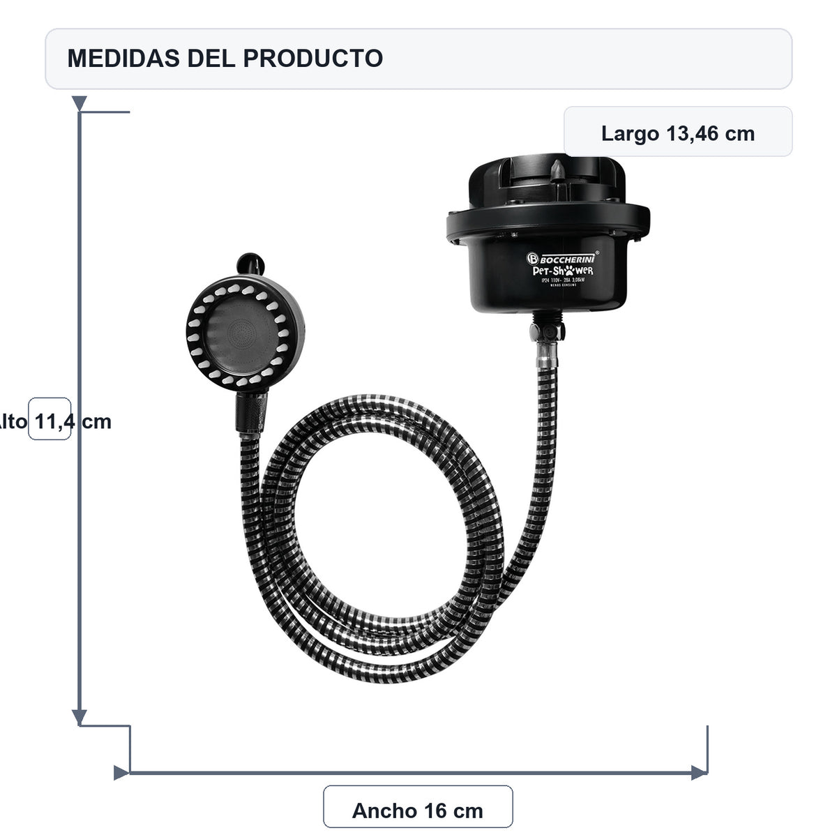 Medidas del producto: Ducha Eléctrica Fusion PET Negra 110V