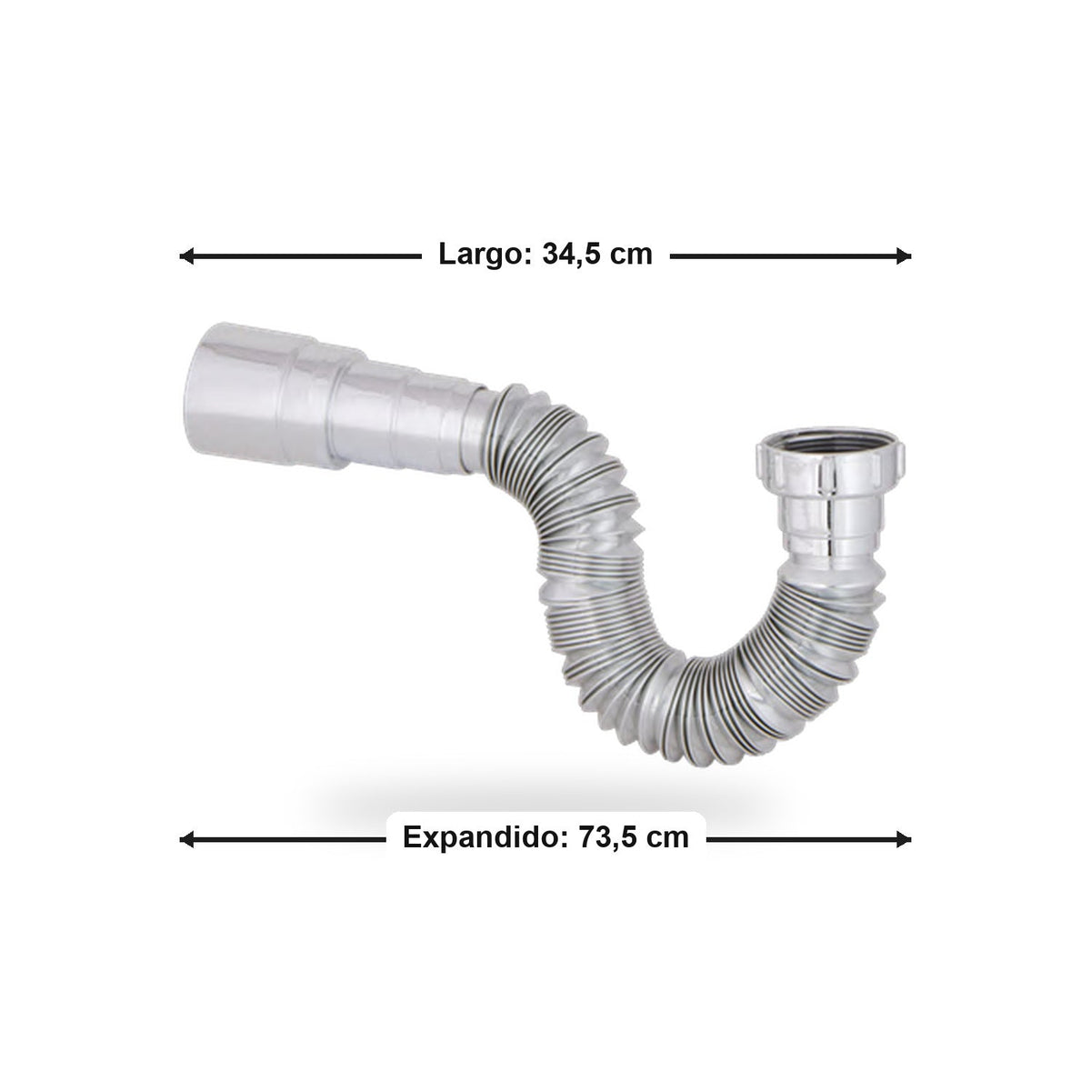 Sifón Flexible Cromado De Una Salida Para Lavamanos O Lavaplatos - imagen 4
