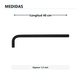Medidas de tubo redondo negro para regadera de 40 cm