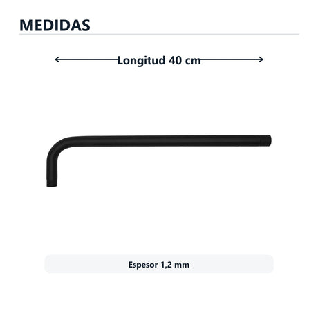 Tubo redondo para regadera con escudo de 40 cm y espesor de 1,2 mm