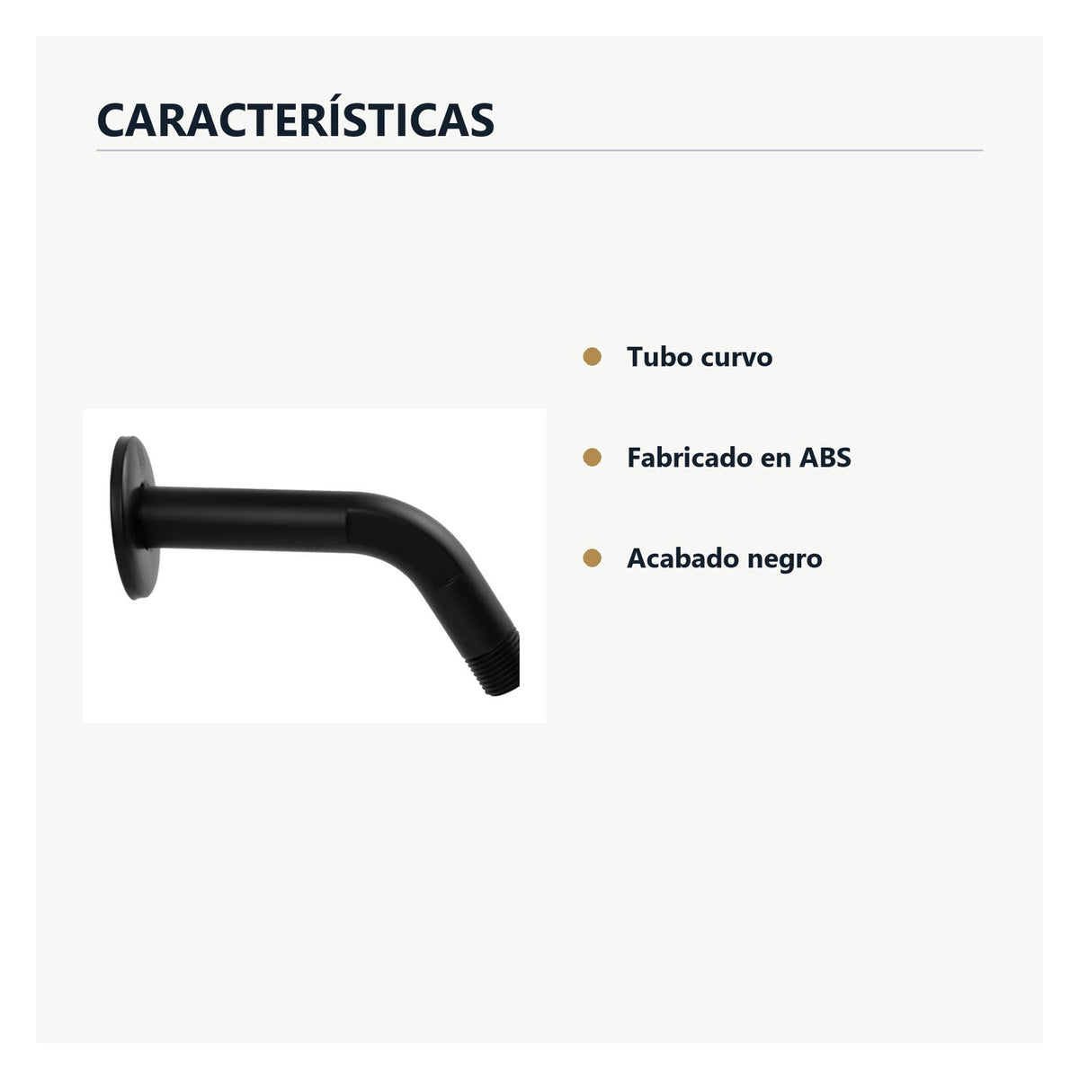 Características de tubo curvo negro para regadera