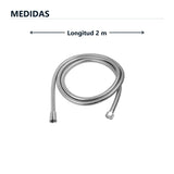 Medidas de manguera flexible cromada para teleducha de 2 m