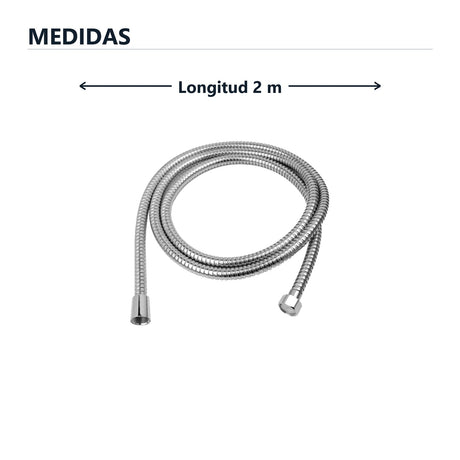Manguera flexible para teleducha de 2 m en acero inoxidable cromado