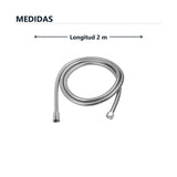 Medidas de manguera flexible cromada para teleducha de 2 m
