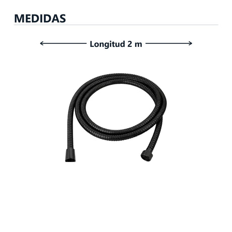 Manguera flexible para teleducha de 2 m en acero inoxidable negro