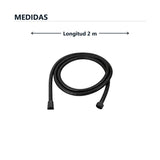 Medidas de manguera flexible negra para teleducha de 2 m