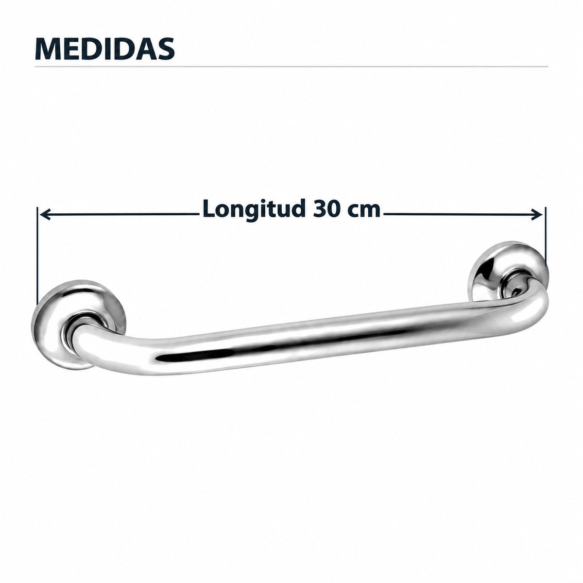 Medidas de barra de seguridad cromada de 30 cm