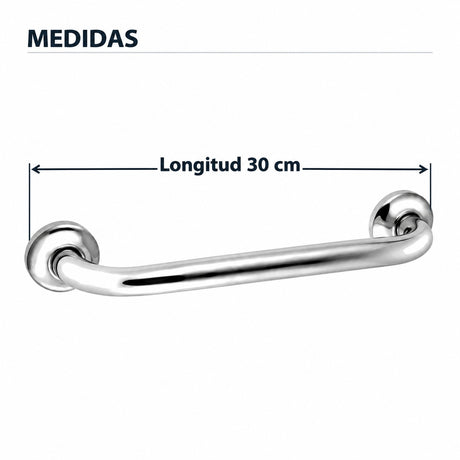 Barra de seguridad antideslizante de 30 cm en acero inoxidable cromado