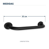 Barra de seguridad antideslizante negra de 35 cm con sus medidas verificadas sobre el producto