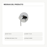 Registro monocontrol para ducha con escudo redondo cromado con medidas verificadas