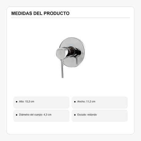 Registro monocontrol para ducha con escudo redondo cromado