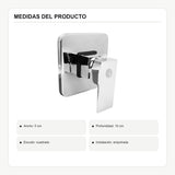 Registro monocontrol para ducha con escudo cuadrado en acero inoxidable con medidas verificadas
