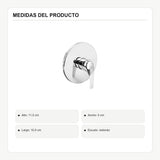 Registro monocontrol para ducha con escudo redondo en acero inoxidable con medidas verificadas