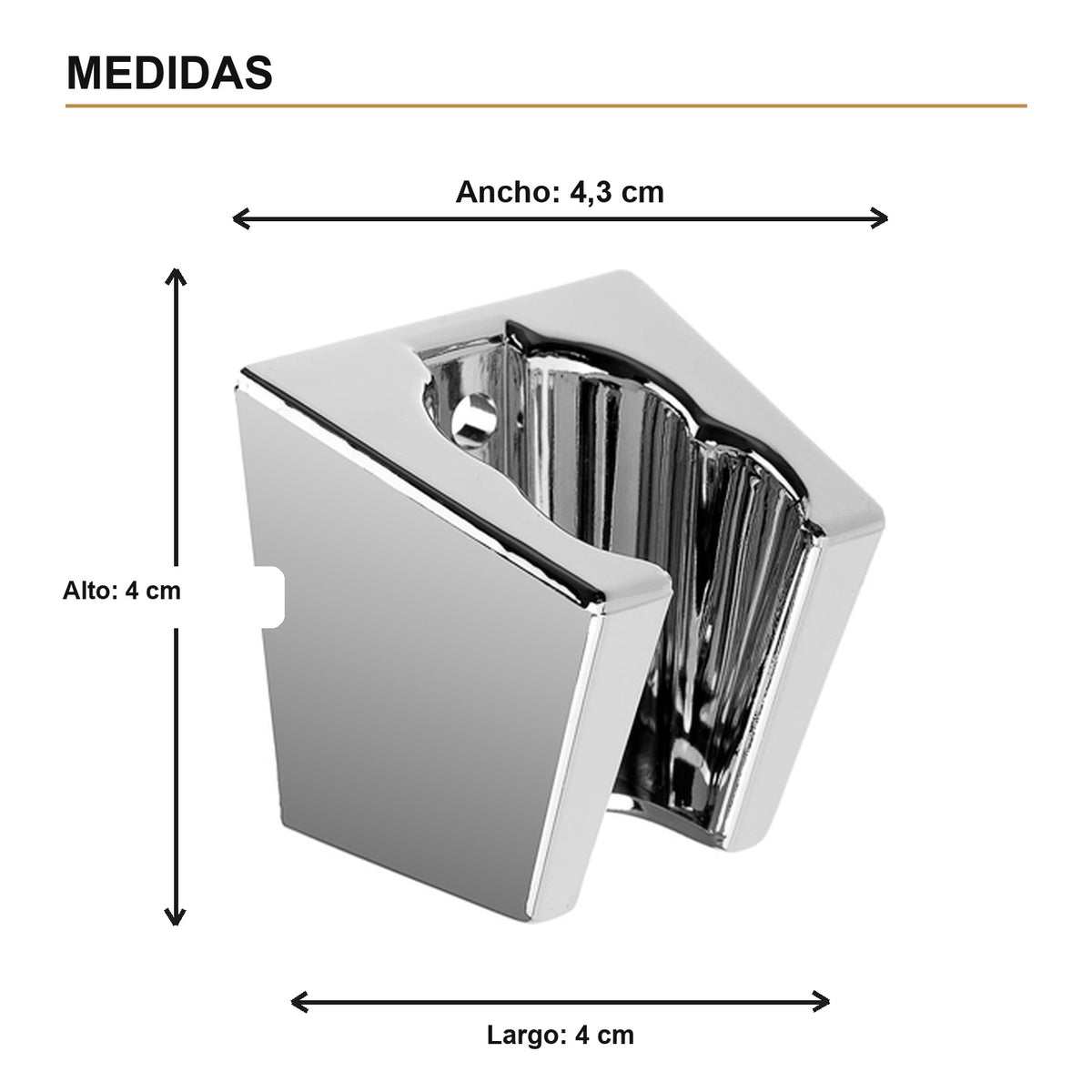Medidas verificadas — Soporte Fijo para Teleducha en ABS Cromado