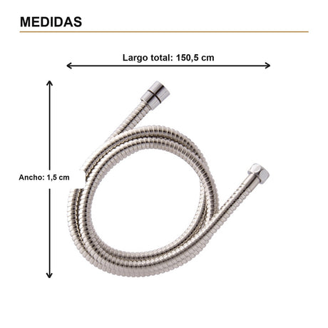Manguera Flexible Metálica para Ducha de 1,5 m Cromada