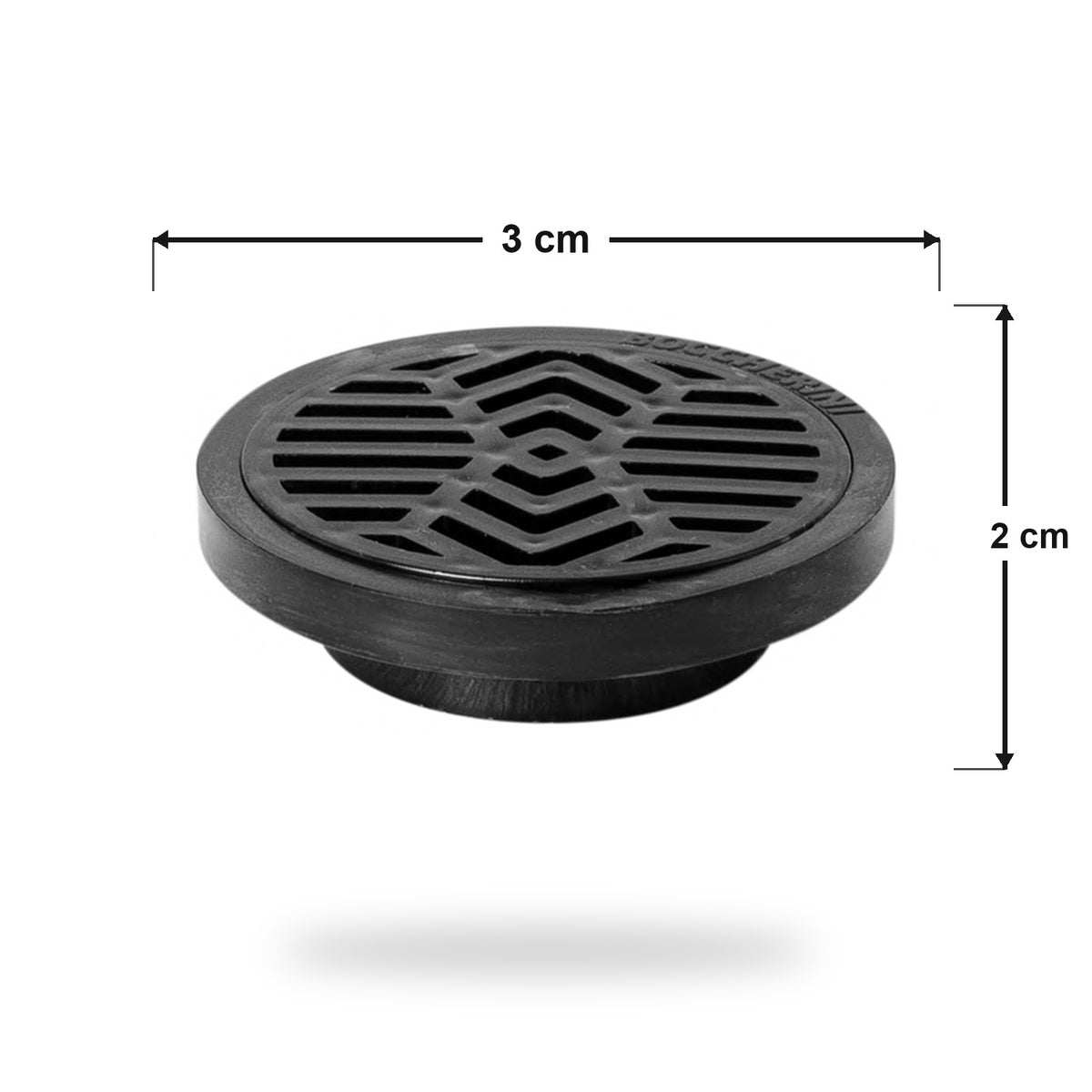 Rejilla De Piso En PVC Negra Con Diseño Radial 3 × 2 cm - medidas verificadas
