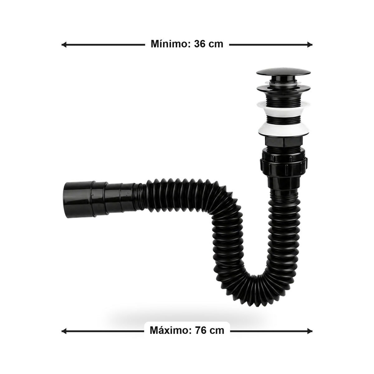 Sifón Flexible Con Push Para Lavamanos Negro - imagen 4