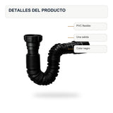 Sifón Flexible Sencillo Nacional Negro En PVC - imagen 4