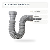 Sifón Flexible Sencillo Nacional Gris En PVC - imagen 4