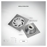 Ficha oficial de la rejilla de piso satinada