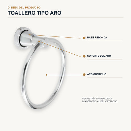 Toallero tipo aro en aluminio cromado con base redonda