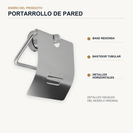 Portarrollos en aluminio cromado con cubierta frontal