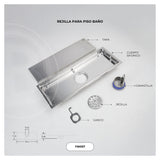 Ficha oficial de la rejilla rectangular inoxidable