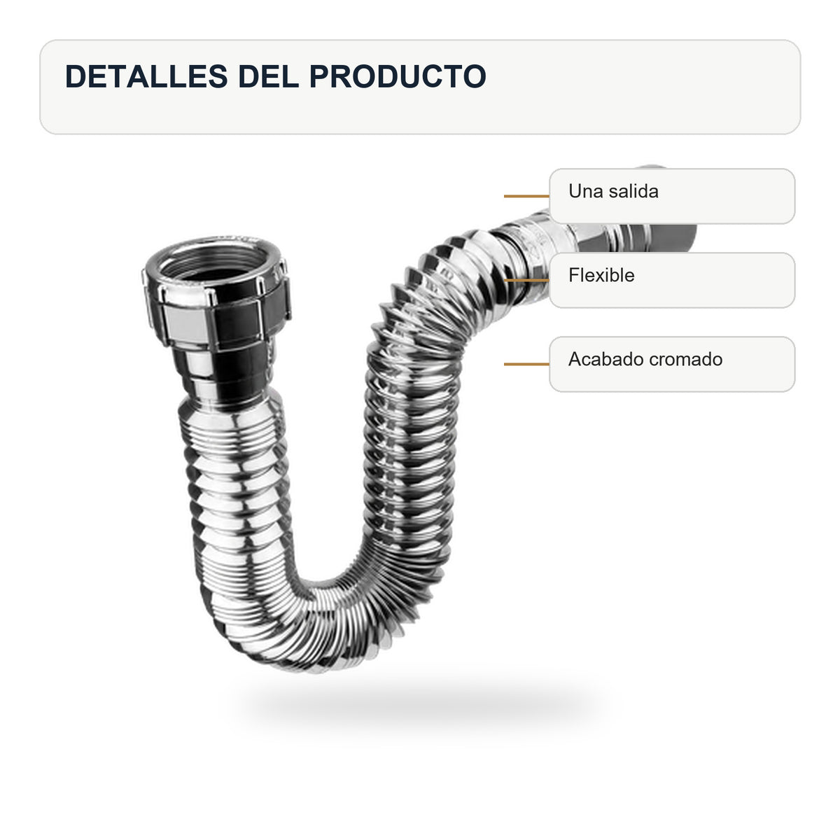 Sifón Flexible Cromado De Una Salida Línea Económica - imagen 4