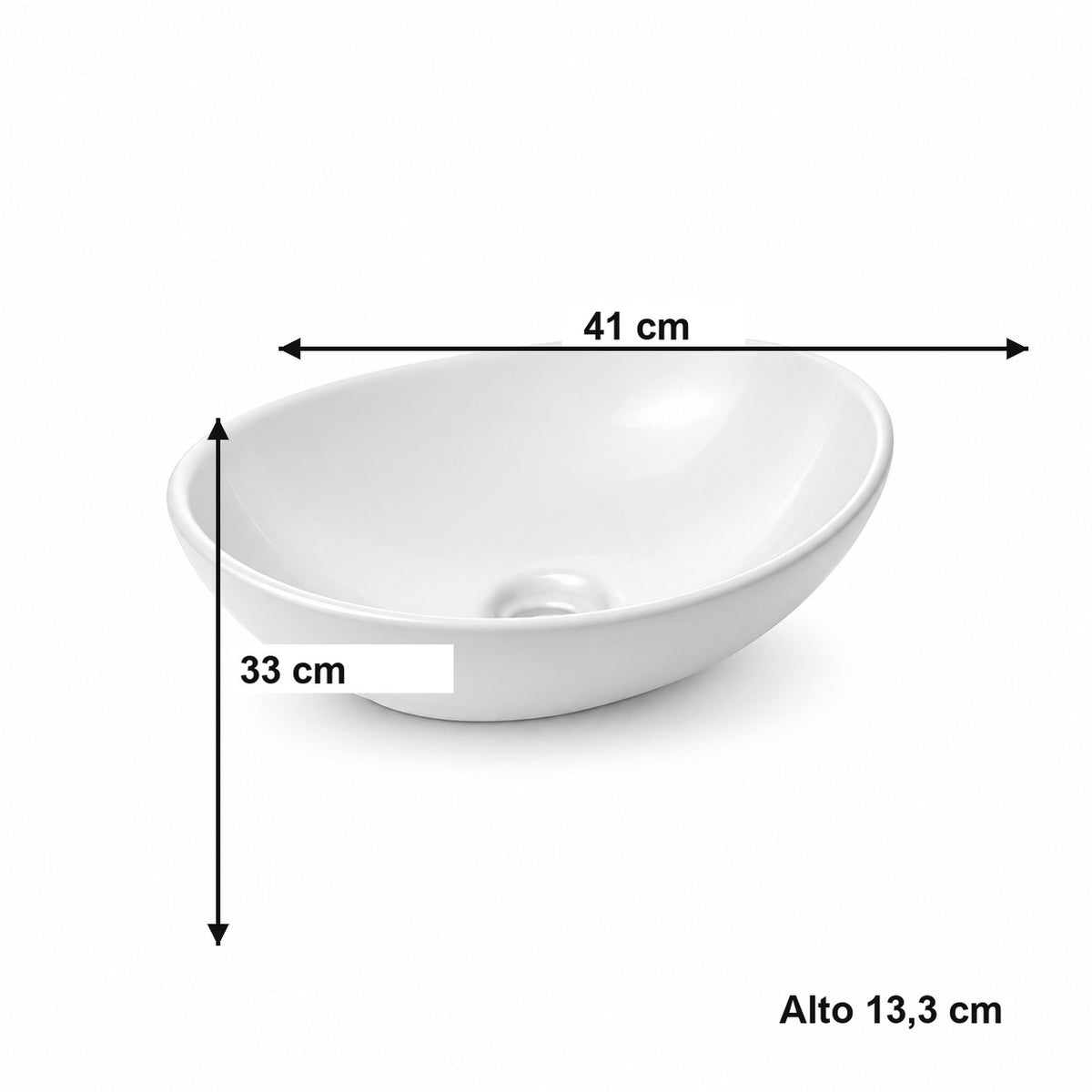 Lavamanos Ovalado De Sobreponer Blanco 41 × 33 Cm - imagen 4
