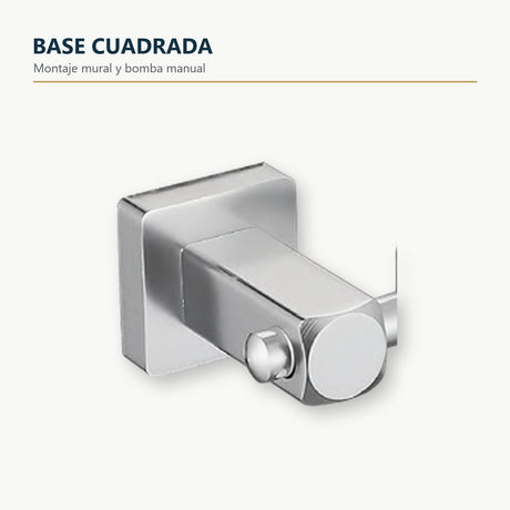 Dispensador mural de jabón con base cuadrada cromada